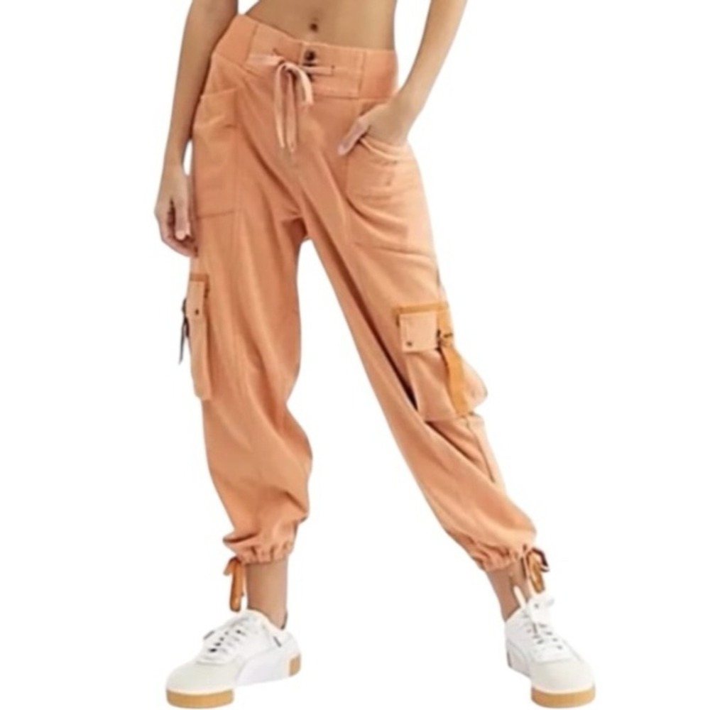 Free People Women's Semi Charmed Cargo Jogger Pants Orange Size XS Activewear